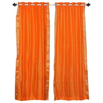 Pumpkin Ring Top  Sheer Sari Cafe Curtain / Drape / Panel  - 43W x 24L - Piece