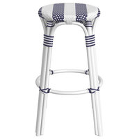 Home Square Designer's Edge Rattan Bar Stool in Blue & White - Set of 2 ...