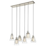 Kichler - Evie Linear Chandelier 6-Light, Brushed Nickel - This 6 light linear chandelier from the evie collection features unique double layered globes of mercury glass within a clear glass outer shades that creates a unique depth of interest. Simple yet stylish shapes add to the eclectic beauty.