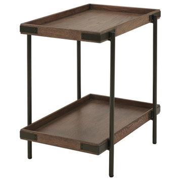 Kyra 27" Oak and Metal Side Table, Shelf