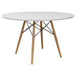 MOD Made - Mod Made Paris Tower Round Table Wood with Legs - MDF Top with Wood and Metal Base. Smooth versatile table can be used in a variety of ways. End table, Occasional Table, or Dining table. Perfect addition to your home or business.