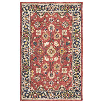 5'X8' Red And Blue Bohemian Area Rug