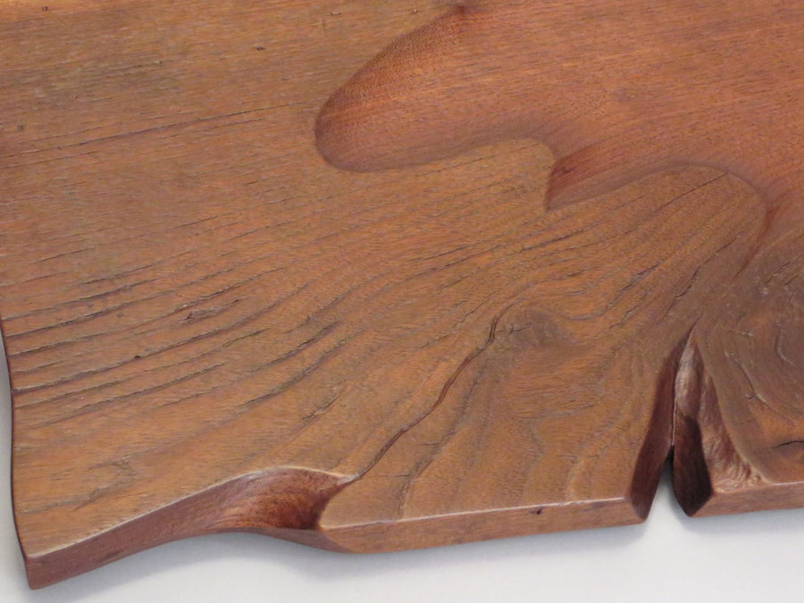 Tray 17017 DETAIL: Walnut with Carved Pan, Footed.