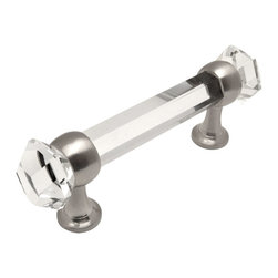 Cosmas - Cosmas 6393SN-C Satin Nickel With Clear Glass Cabinet Pull - Cabinet And Drawer Handle Pulls