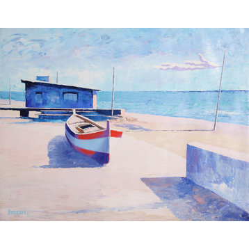 Bassari, Seaside One Boat, Oil Painting