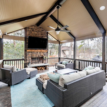 Screened Porch with Masonry Fire Place and Skylights