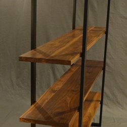 Floating Walnut and steel bookcase - Bookcases