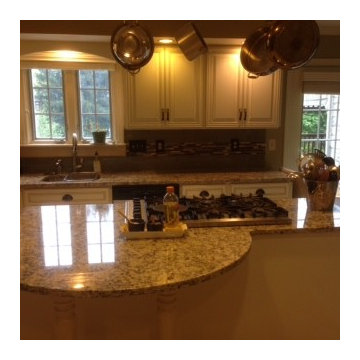 cabinet refacing with granite and custom backsplash