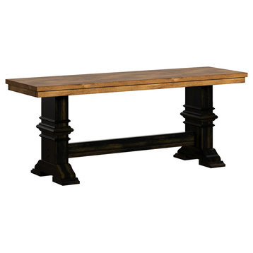 Arbor Hill Two-Tone Trestle Base Dining Bench, Antique Black