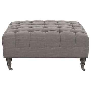 Alyssa Cocktail Tufted Ottoman Charcoal Brown