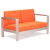 Cosmopolitan Sofa Frame Brushed Aluminum, Orange, Cushion Only