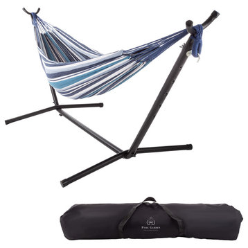 Pure Garden Double Brazilian Hammock With Stand, Blue