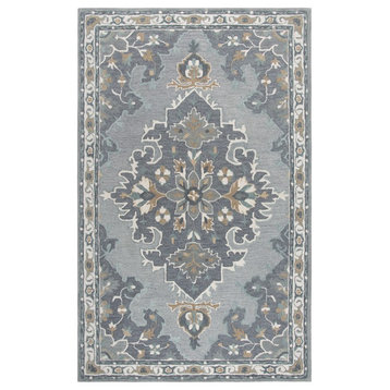 Rizzy Home Resonant RS933A Gray Central Medallion Area Rug, 2'6"x8' Runner