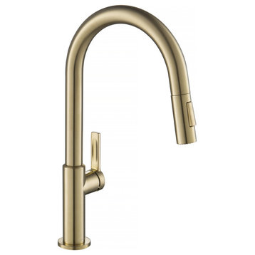 Oletto Pull-Down 1-Hole Kitchen Faucet, Spot Free Antique Champagne Bronze