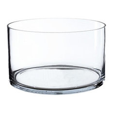 Wide Cylinder Glass Vase, H-8" D-12", 1 Piece