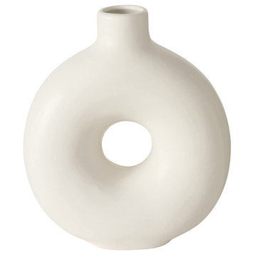 White Infinity Ring Vase, 7.75"