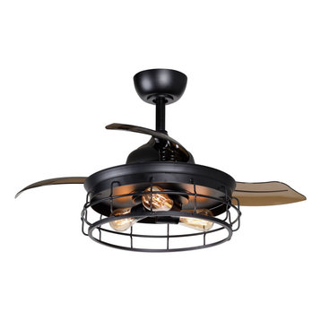 Industrial 36 3-Blades Retractable Ceiling Fan with Lights and Remote Control