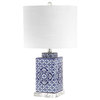 Choi 23" Chinoiserie Table Lamp, Blue and White