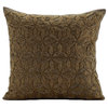 Gold Trinity, 14"x14" Art Silk Gold Decorative Pillows Cover