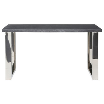 Ennio Console Table oxidized grey oak top polished stainless