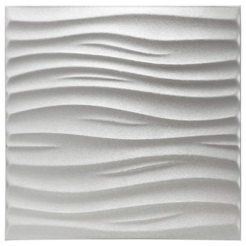 Art3d Decorative Leather Tiles Wavy 3D Wall Panels White 23.6" x 23.6", 6 Sheets