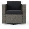 GDF Studio Venice Outdoor Wicker Swivel Club Chair, Mix Black/Dark Gray, Set of 2