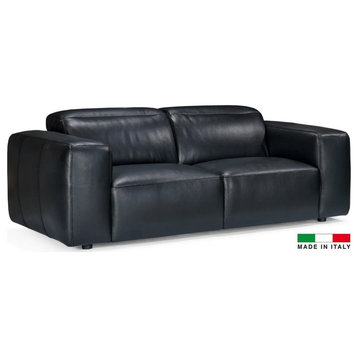 Nicholas Leather Sofa, Made in Italy, Black