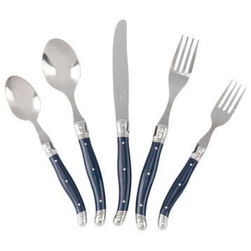 French Home Laguiole 20 Piece Stainless Steel Flatware Set, Service for 4, Navy