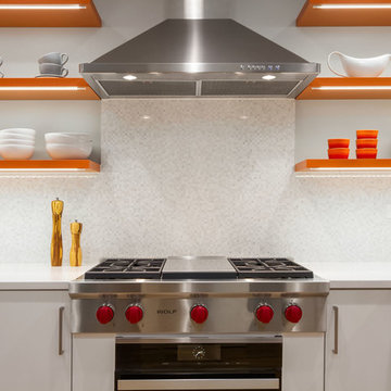 Colorful, Contemporary, Orange Kitchen Design
