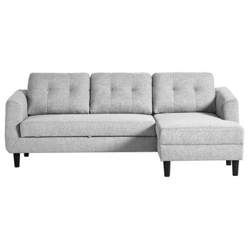 Belagio Sofa Bed With Chaise Light Grey Right