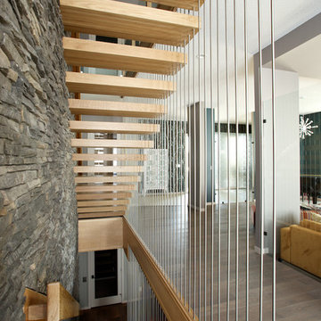 White oak floating stair
