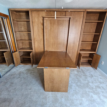 Custom Savona Murphy Wall Bed, Fold Down Desk Attached to Face of Wall Bed
