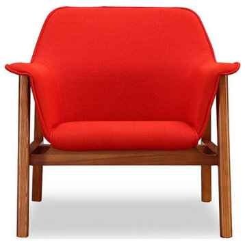 Manhattan Comfort Miller Fabric Upholstered Accent Chair in Burnt Orange/Walnut