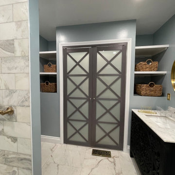Master Bathroom, Blues, Golds and whites