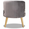 Baptiste Glam and Luxe Grey Velvet Fabric Upholstered and Gold Finished Wood...