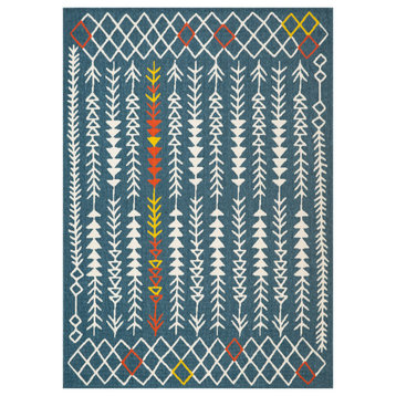 Evette Rios Contemporary Geometric Indoor/Outdoor Rug, Blue/Multicolor 5' x 7'
