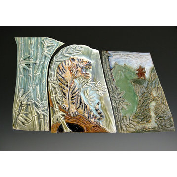 Ceramic Tile Mural, Tiger Bamboo, Back splash
