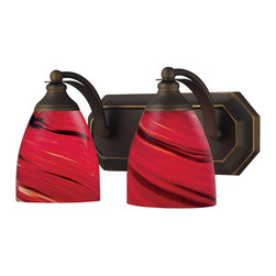 Elk Lighting - Elk Lighting 570-2B-A 2 Light Vanity In Aged Bronze And Autumn Glass - Bathroom Vanity Lighting