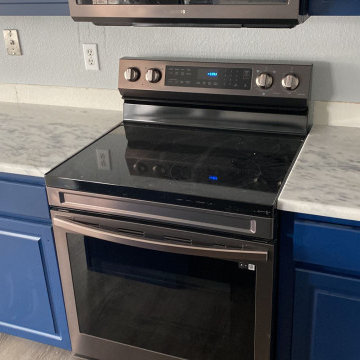 Fantastic White Dolomite Kitchen Countertops - Navy Blue Cabinets