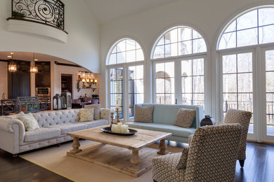 Inspiration for a french country family room remodel in Charlotte