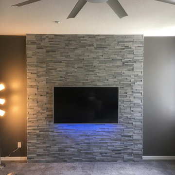 Stacked stone feature wall TV/Living room
