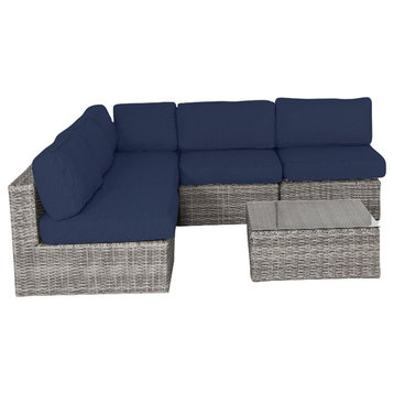 Living Source Intl 4-Person Wicker / Rattan Seating Group w/ Cushions in Gray