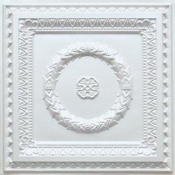 210 White Pearl Faux Tin Ceiling Tile 24x24 - Laurel Wreath - Ceiling Tile
