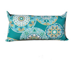Teal Sundial Outdoor 2-Piece 11" x 22" Rectangular Throw Pillow Set - Outdoor Cushions And Pillows