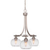 Paramount Downlight 3-Light Chandelier, Brushed Nickel, 7" Clear Bubble Glass