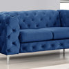 Rebekah  3 Piece Velvet Standard Foam Living Room Set sofa+loveseat+Chair, Blue