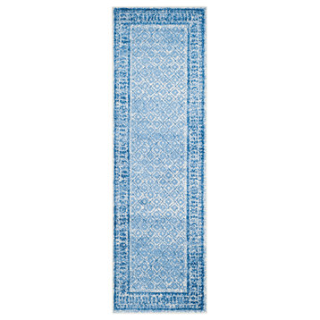 Safavieh Adirondack Collection ADR110 Rug, Silver/Blue, 2'6"x10'