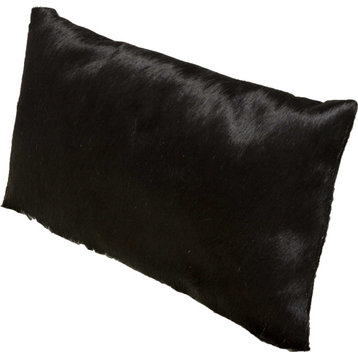 HomeRoots 12" x 20" x 5" Black Cowhide Pillow