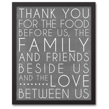 Food Blessing Prayer Gray Wall Art, 16"x20", Framed Canvas