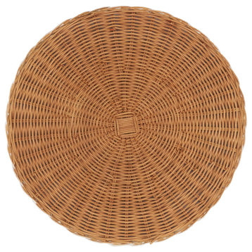 Natural Beauty Two-Tone Rattan Placemat, Set of 4, Caramel, 15"